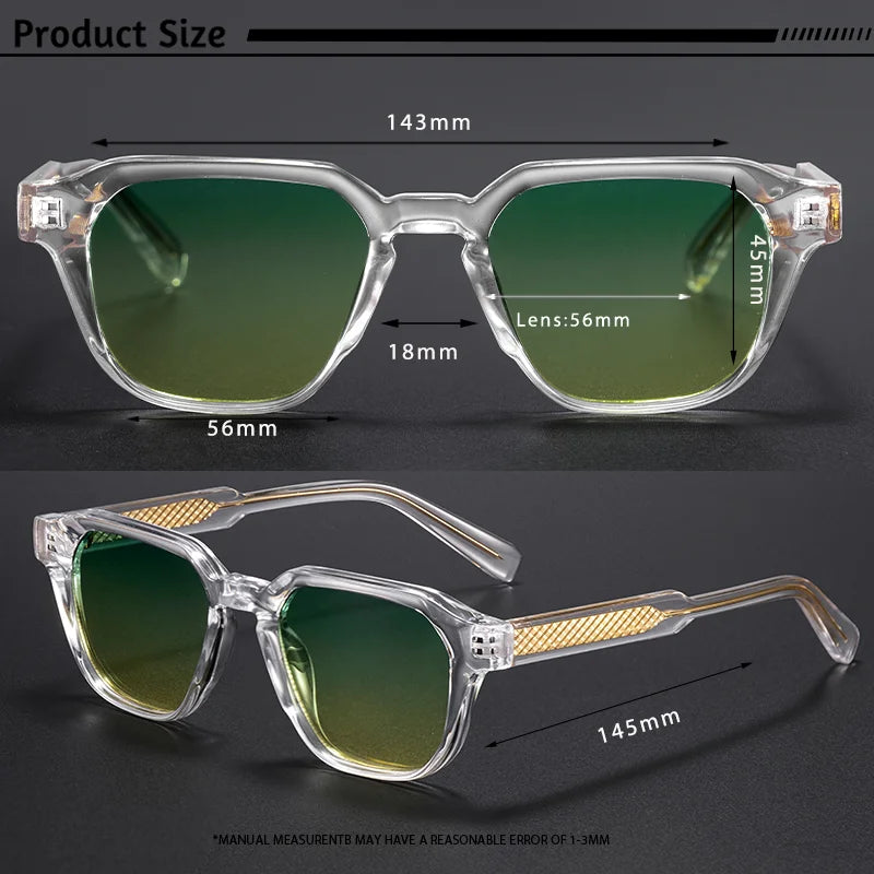 CATERSIDE Men Women Fashion square Frame Sunglasses Daily Wear UV400 Protection Eyewear PC Frame Propionate Pin Legs