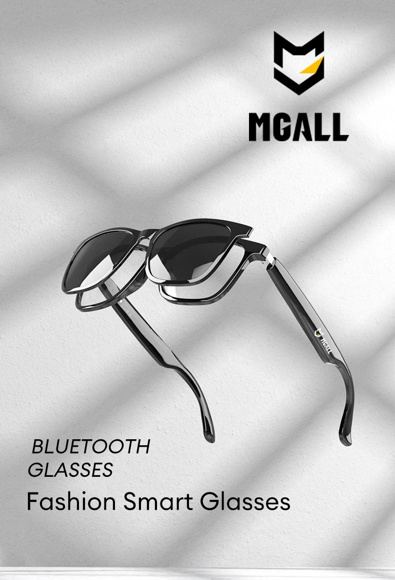 MGALL MG-C08 Smart Glasses AI Voice Assistant Bluetooth Sport Headphones Sunglasses Call Music Headphones Conference Record