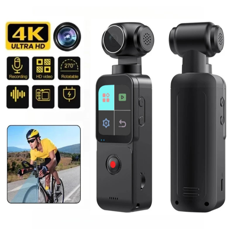 Black handheld camera with 4K Ultra HD features 
