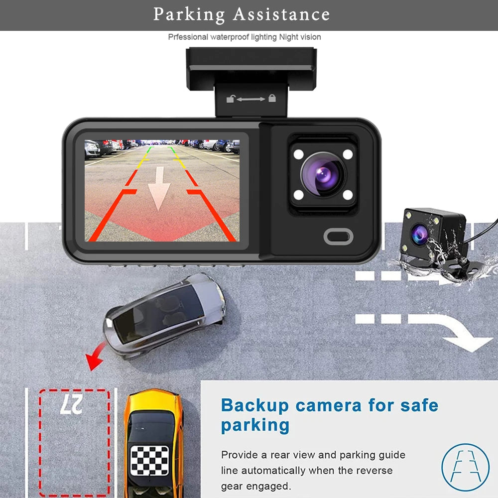 3 Channel WIFI Car DVR HD 1080P Cabin Vehicle Dash Cam Three Way Camera DVRs Recorder Video