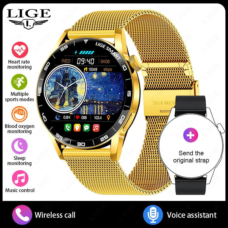 Title
LIGE Smartwatch Men For Android iOS Phone 1.38" HD Bluetooth Call Heart Rate Monitor Waterproof Sport Smart Watch
