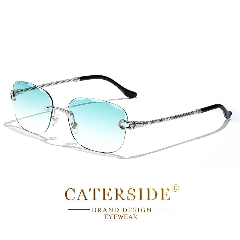 CATERSIDE Retro Fashion Sunglasses Women Men Brand Designer Rimless Gradient Sun Glasses Shades