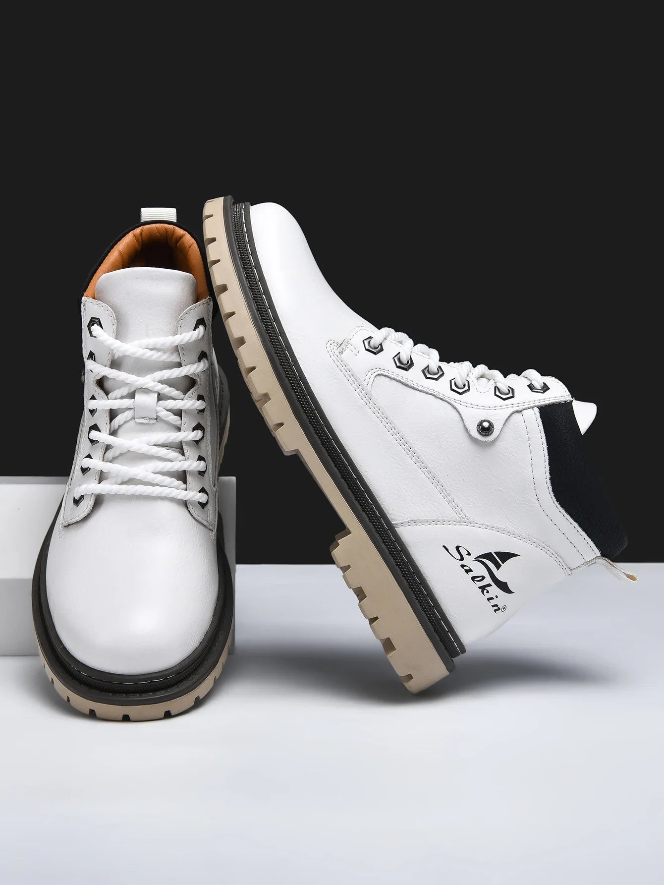 Handmade Men's Ankle Boots Genuine Leather Winter Leather Shoes Outdoor High Top Hiking Boots Sneakers