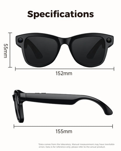 GUHUAVMI AI Smart Glasses 1080P Camera Video Recorder Open Ear Bluetooth Audio Voice Control Wi-Fi Sync Sports