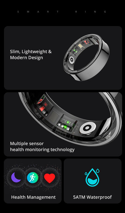 COLMI R09 Smart Ring Men Women with Charging Case, Body Temperature Health and Sleep Monitor For Xiaomi Samsung Phone