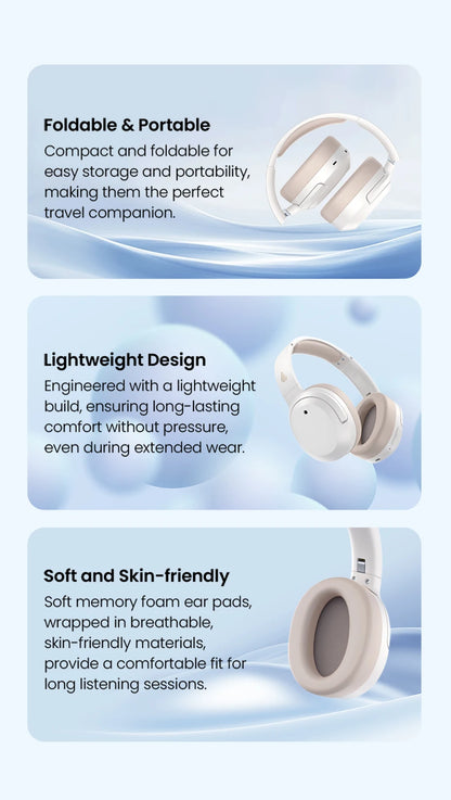 Edifier ANC Wireless Headphone Bluetooth 6.1 Over-ear Headset -49dB Noise Cancelling Earphone Hi-Res Audio