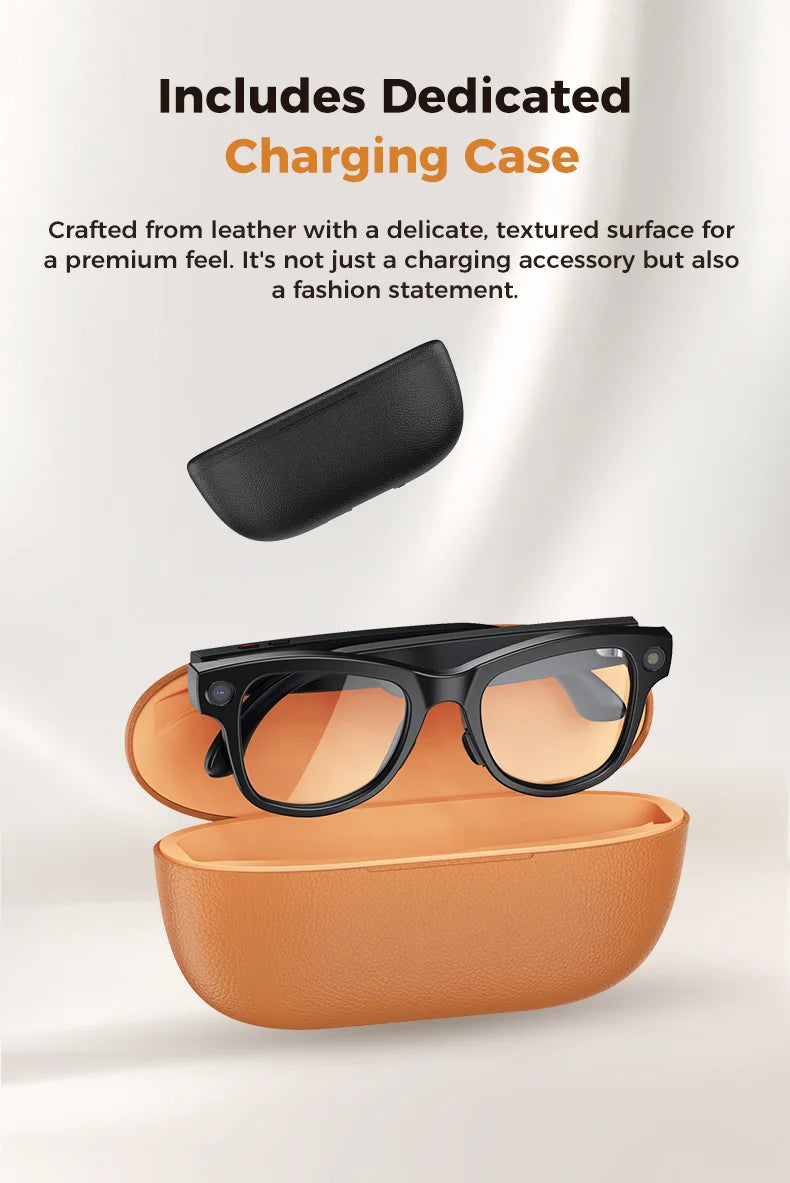 GUHUAVMI AI Smart Glasses 1080P Camera Video Recorder Open Ear Bluetooth Audio Voice Control Wi-Fi Sync Sports