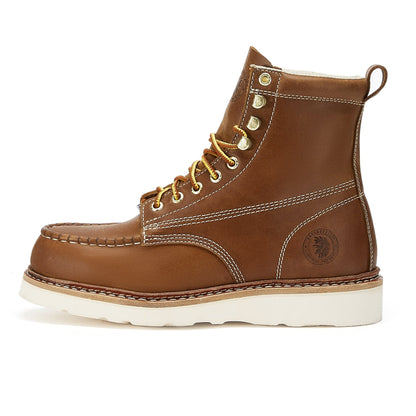 ROCKROOSTER Norwood Men's 6 inch Brown steel toe wedge work boots