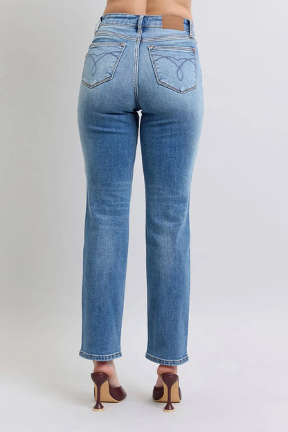 Judy Blue Full Size Run Vintage Wash Thermal Women Straight Jeans