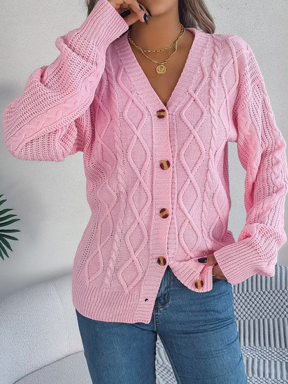 Cable-Knit Long Sleeve Women Cardigan