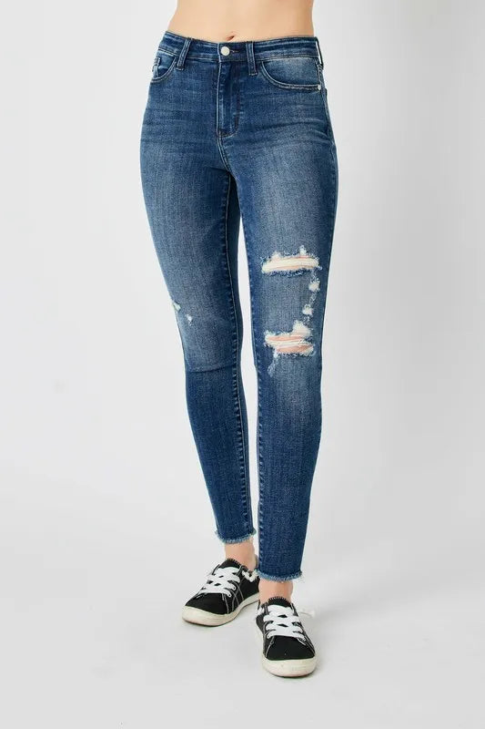 Judy Blue Full Size  High Waist Distressed Women Skinny Jeans