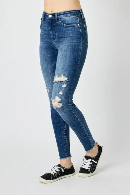 Judy Blue Full Size  High Waist Distressed Women Skinny Jeans