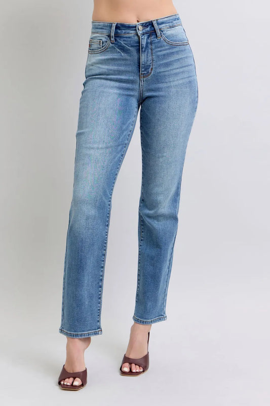 Judy Blue Full Size Run Vintage Wash Thermal Women Straight Jeans