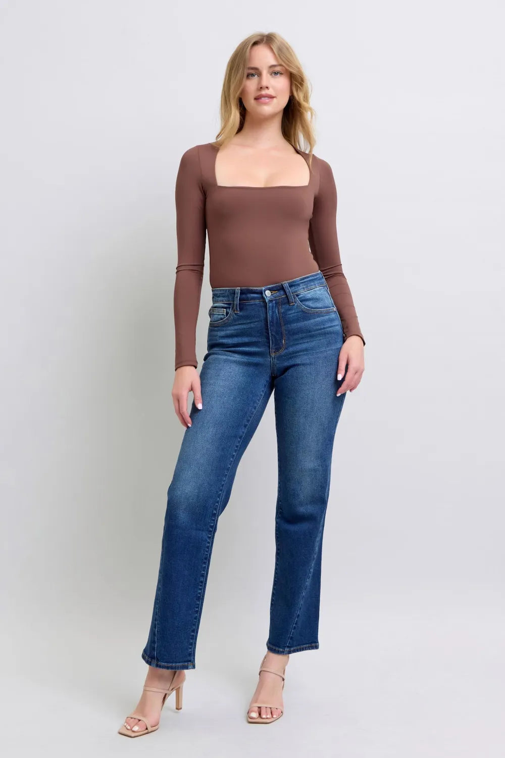 Judy Blue Full Size Side Seam Detail Straight Women Jeans with Pockets