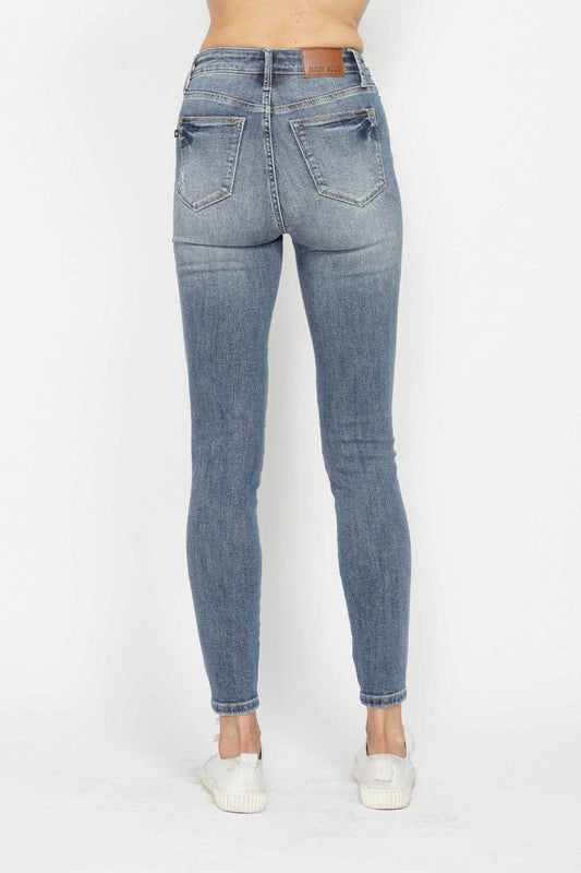 Judy Blue Full Size Tummy Control Contrast Wash Women Skinny Jeans - Zara-Craft