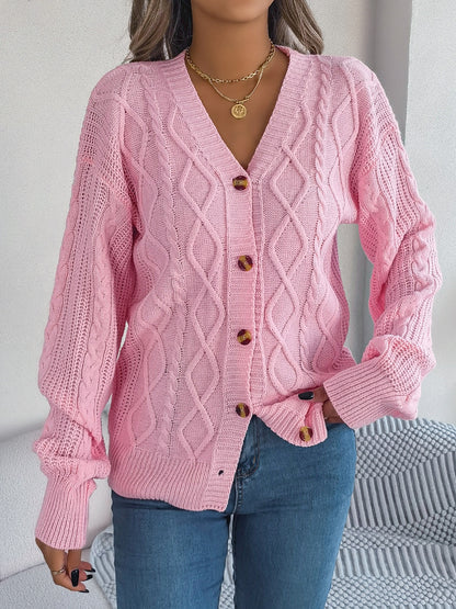 Cable-Knit Long Sleeve Women Cardigan