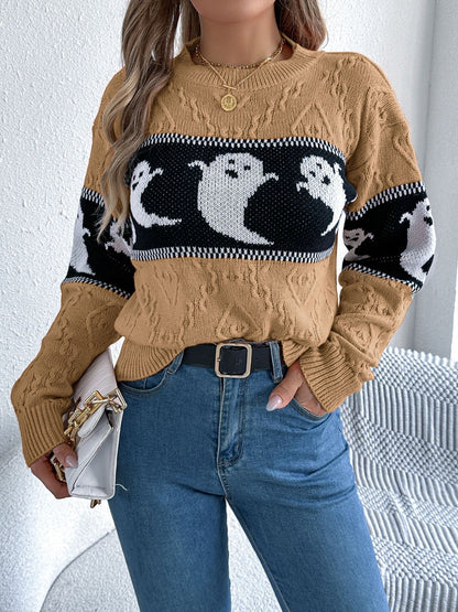 Ghost Round Neck Long Sleeve Women Sweater