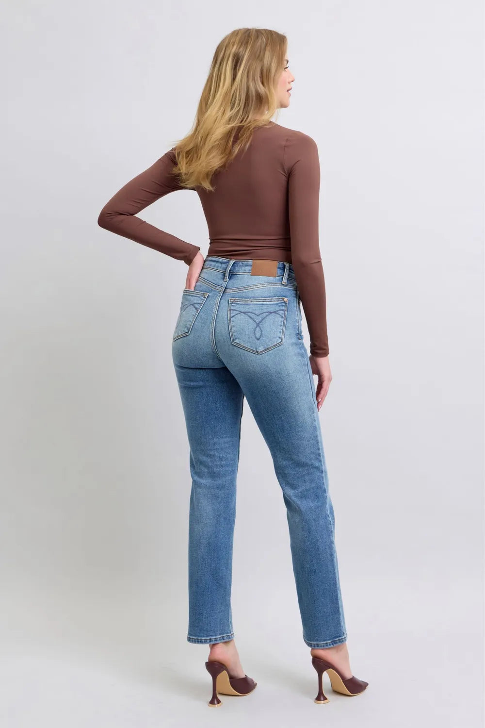 Judy Blue Full Size Run Vintage Wash Thermal Women Straight Jeans