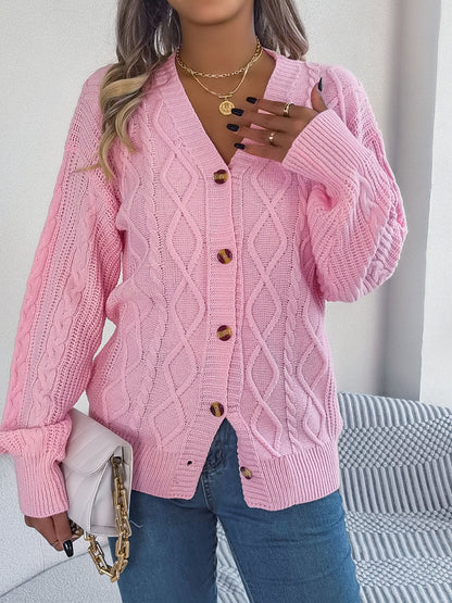 Cable-Knit Long Sleeve Women Cardigan