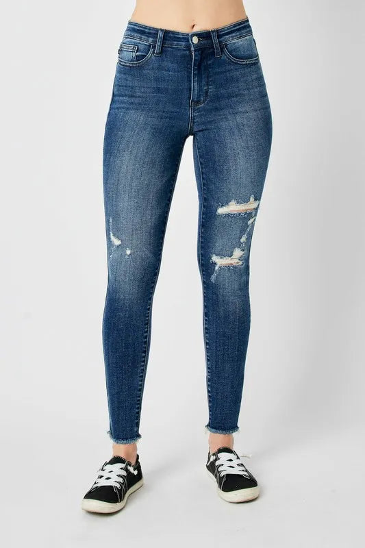 Judy Blue Full Size  High Waist Distressed Women Skinny Jeans