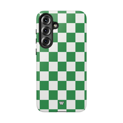 GREEN WHITE CHECKERBOARD | Tough Phone Case for iPhone & Samsung