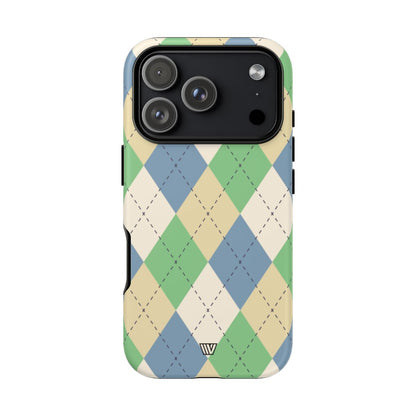 GREEN BLUE BEIGE ARGYLE | Tough Phone Case