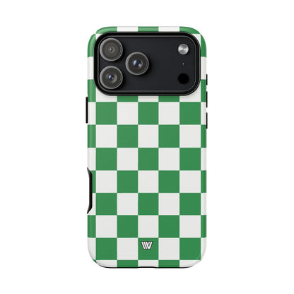 GREEN WHITE CHECKERBOARD | Tough Phone Case for iPhone & Samsung