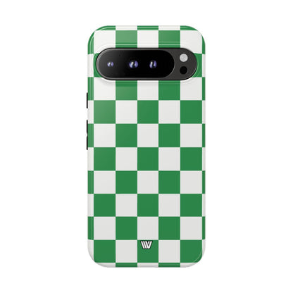 GREEN WHITE CHECKERBOARD | Tough Phone Case for iPhone & Samsung