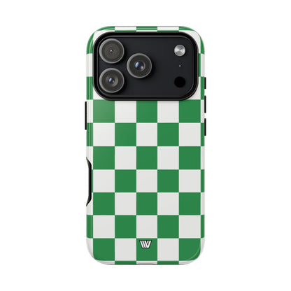 GREEN WHITE CHECKERBOARD | Tough Phone Case for iPhone & Samsung