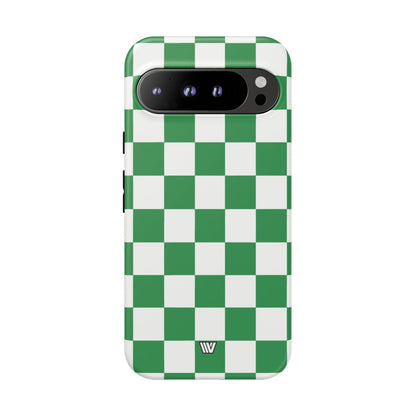 GREEN WHITE CHECKERBOARD | Tough Phone Case for iPhone & Samsung