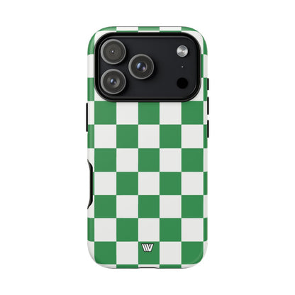 GREEN WHITE CHECKERBOARD | Tough Phone Case for iPhone & Samsung