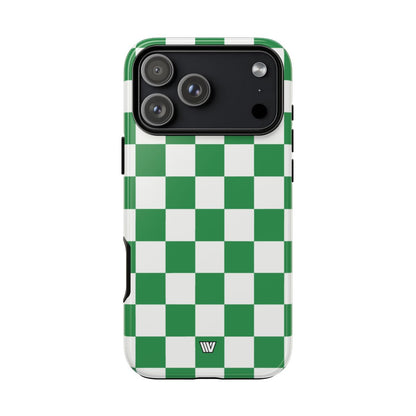 GREEN WHITE CHECKERBOARD | Tough Phone Case for iPhone & Samsung