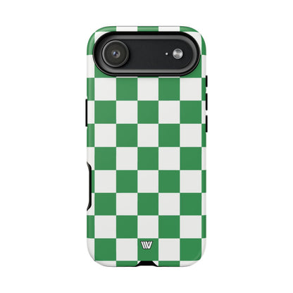GREEN WHITE CHECKERBOARD | Tough Phone Case for iPhone & Samsung