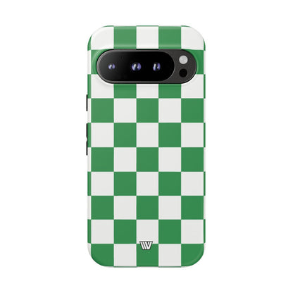 GREEN WHITE CHECKERBOARD | Tough Phone Case for iPhone & Samsung