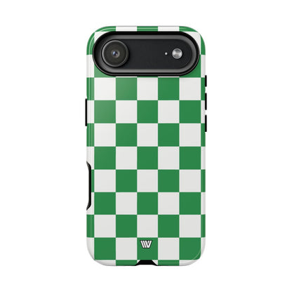 GREEN WHITE CHECKERBOARD | Tough Phone Case for iPhone & Samsung