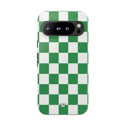 GREEN WHITE CHECKERBOARD | Tough Phone Case for iPhone & Samsung
