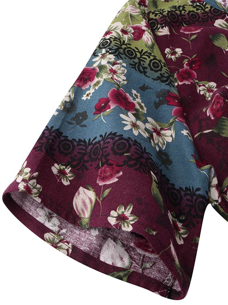 ZANZEA Summer Maxi Dress Women's Vintage Printed Sundress Casual Loose Short Sleeve Vestidos Vacation High Waist Robe - Zara-Craft