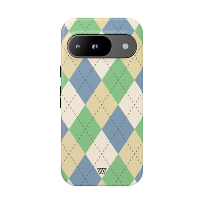 GREEN BLUE BEIGE ARGYLE | Tough Phone Case