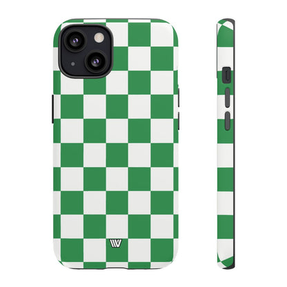 GREEN WHITE CHECKERBOARD | Tough Phone Case for iPhone & Samsung