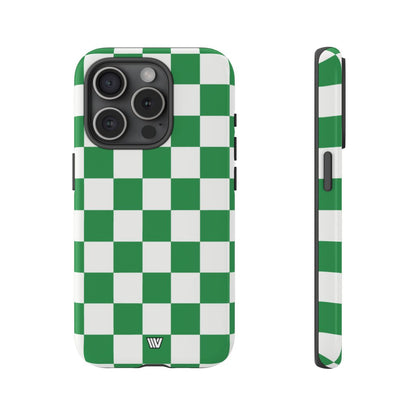 GREEN WHITE CHECKERBOARD | Tough Phone Case for iPhone & Samsung