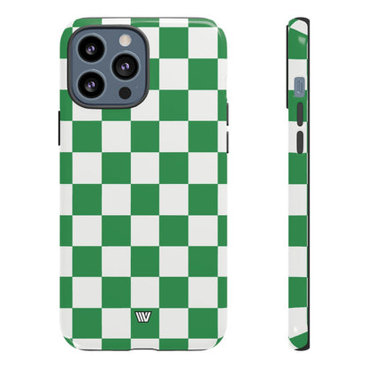 GREEN WHITE CHECKERBOARD | Tough Phone Case for iPhone & Samsung