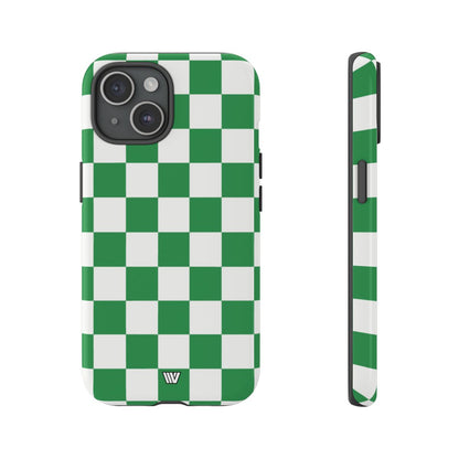 GREEN WHITE CHECKERBOARD | Tough Phone Case for iPhone & Samsung