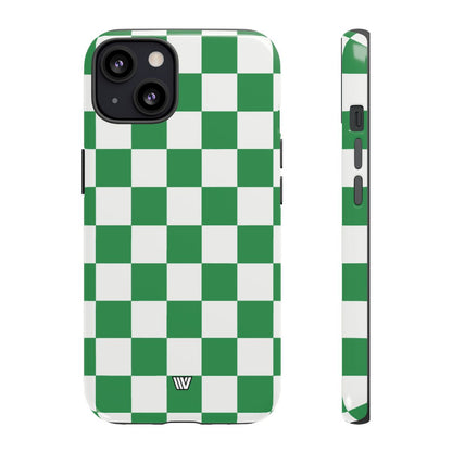 GREEN WHITE CHECKERBOARD | Tough Phone Case for iPhone & Samsung