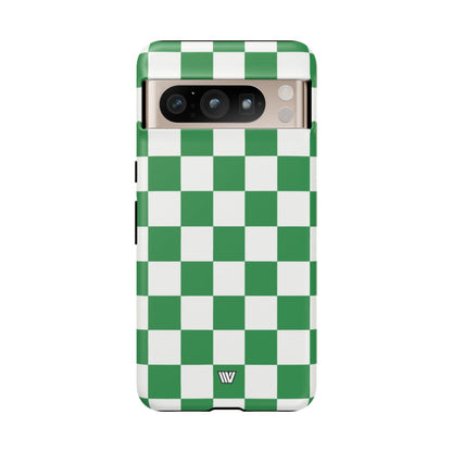 GREEN WHITE CHECKERBOARD | Tough Phone Case for iPhone & Samsung