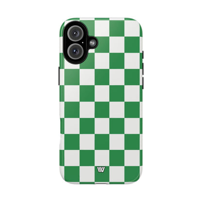 GREEN WHITE CHECKERBOARD | Tough Phone Case for iPhone & Samsung