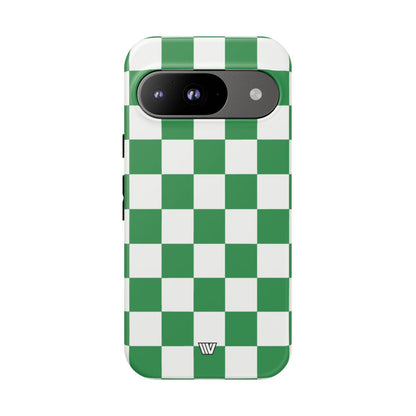 GREEN WHITE CHECKERBOARD | Tough Phone Case for iPhone & Samsung