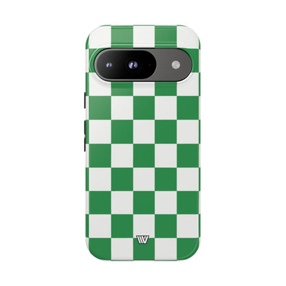 GREEN WHITE CHECKERBOARD | Tough Phone Case for iPhone & Samsung