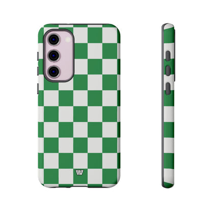 GREEN WHITE CHECKERBOARD | Tough Phone Case for iPhone & Samsung