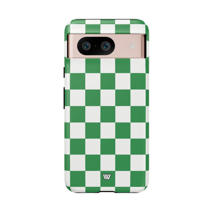 GREEN WHITE CHECKERBOARD | Tough Phone Case for iPhone & Samsung
