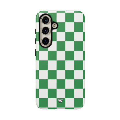 GREEN WHITE CHECKERBOARD | Tough Phone Case for iPhone & Samsung
